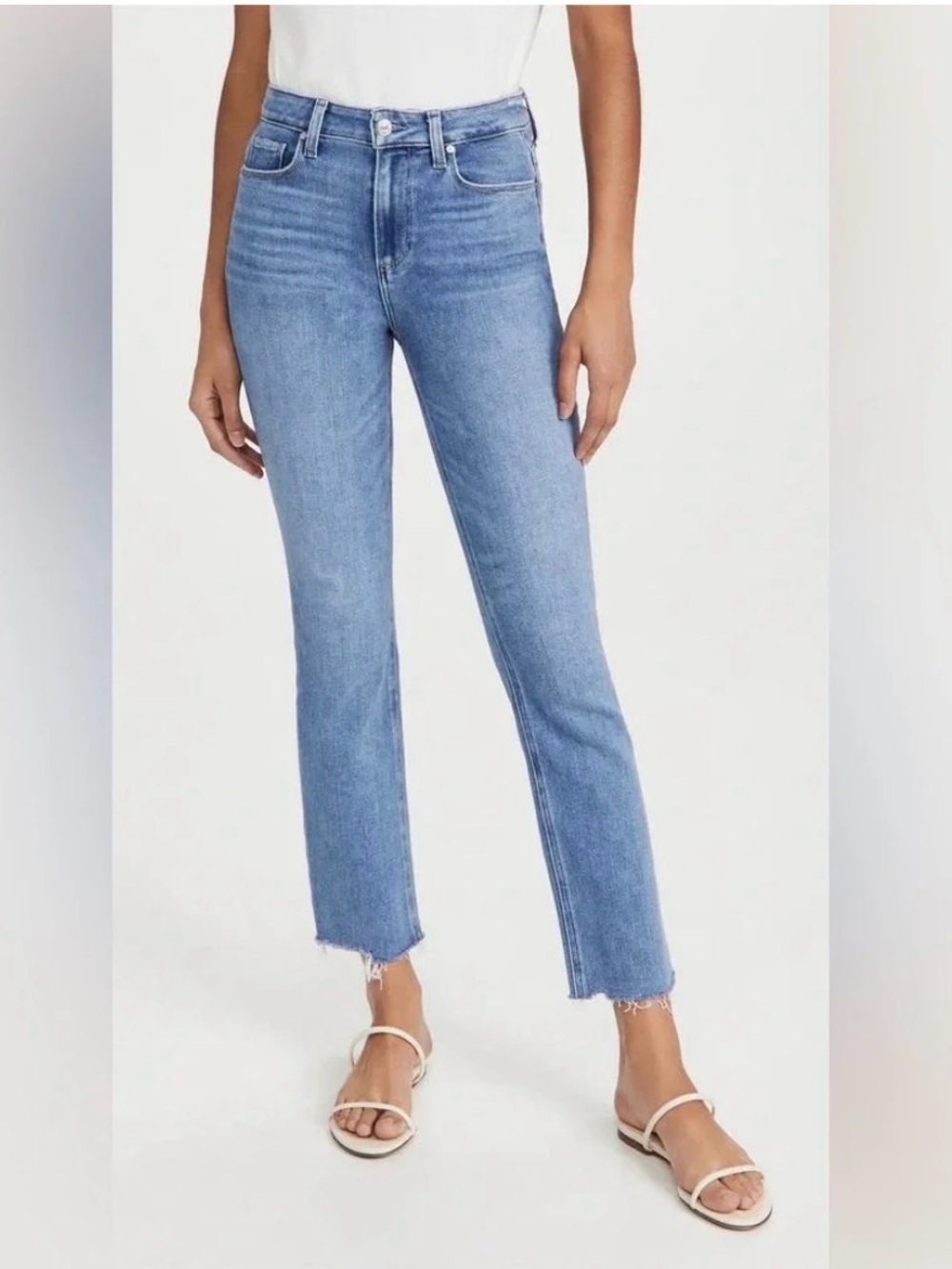 PAIGE Cindy Distressed Straight Leg Cropped Jean - 28